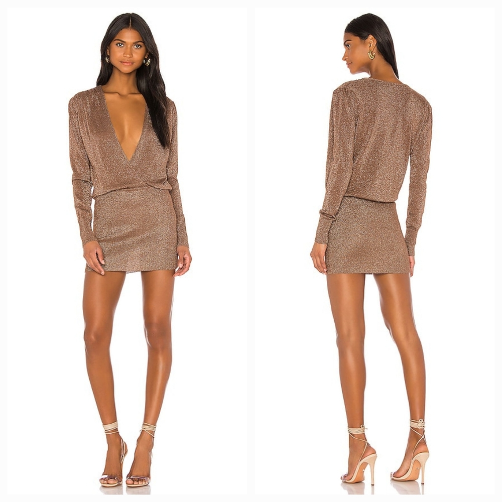 superdown Metallic Brown Mini Dress